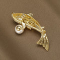 Alloy Pearl Rhinestone Koi Brooch Pin For Dresses And Suits view 3