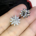 French Snowflake Flower Stud Earrings With Marquise Petal Design For Women view 3