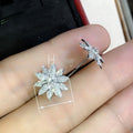 French Snowflake Flower Stud Earrings With Marquise Petal Design For Women view 5