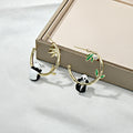Light Luxury Panda Bamboo Hoop Earrings Enamel Drop Oil Ear Jewelry For Women Short Hair Style view 3