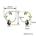 Light Luxury Panda Bamboo Hoop Earrings Enamel Drop Oil Ear Jewelry For Women Short Hair Style view 5