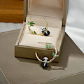 Light Luxury Panda Bamboo Hoop Earrings Enamel Drop Oil Ear Jewelry For Women Short Hair Style view 4