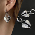 Broken Zircon Heart Drop Earrings, Minimalist Light Luxury Design Heart Shape Fashion Ear Jewelry view 1