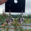 Broken Zircon Heart Drop Earrings, Minimalist Light Luxury Design Heart Shape Fashion Ear Jewelry view 3