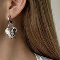 Broken Zircon Heart Drop Earrings, Minimalist Light Luxury Design Heart Shape Fashion Ear Jewelry view 6