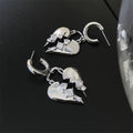 Broken Zircon Heart Drop Earrings, Minimalist Light Luxury Design Heart Shape Fashion Ear Jewelry view 2