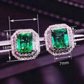 Rectangular Full Rhinestone Palace Style Stud Earrings, Double Layer Elegant Queen Ear Jewelry view 4