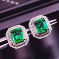 Rectangular Full Rhinestone Palace Style Stud Earrings, Double Layer Elegant Queen Ear Jewelry view 3