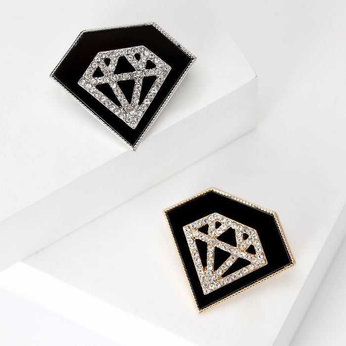 Alloy Rhinestone Diamond Shape Brooch Pin For Women Clothing Decoration