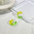 Sweet Candy Color Frosted Acrylic C Hoop Studs Gradient Contrast Minimal Cute Resin Earrings view 3