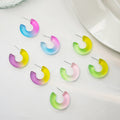 Sweet Candy Color Frosted Acrylic C Hoop Studs Gradient Contrast Minimal Cute Resin Earrings view 1