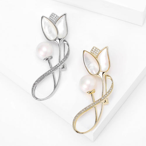 Alloy Tulip Brooch Light Luxury Women Dress Blazer Lapel Pin