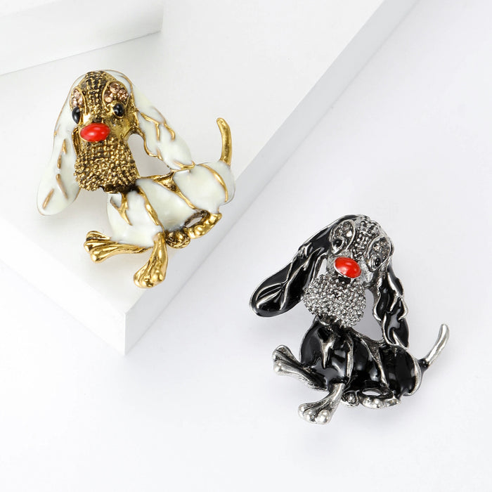 Alloy Enamel Long Ear Dog Brooch Pin For Dresses And Suits