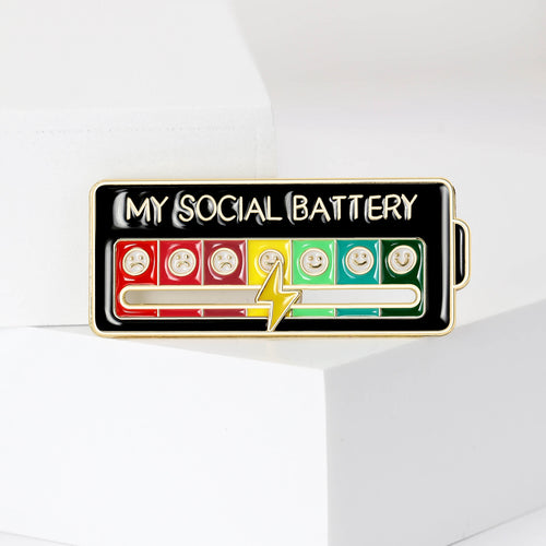 Alloy Cartoon Mood Battery Brooch Pin For Casual Apparel