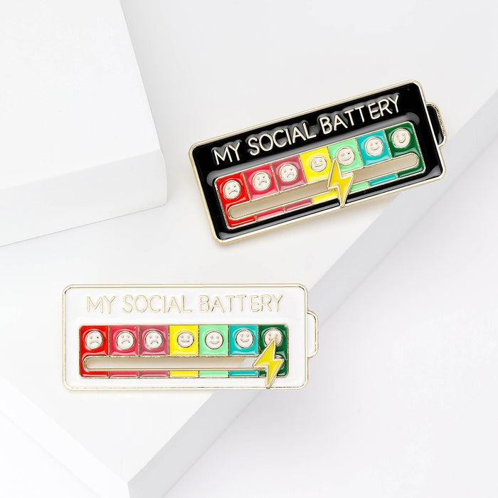 Alloy Cartoon Mood Battery Brooch Pin For Casual Apparel
