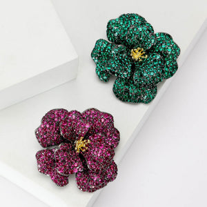 Alloy Zircon Camellia Flower Brooch For Dress Suit Decoration