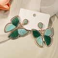 Bohemian Ethnic Handwoven Cotton Thread Butterfly Drop Alloy Contrast Color Statement Earrings view 4