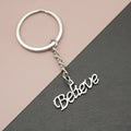 Metal Believe Letter Keychain Inspirational Gift Key Ring view 1