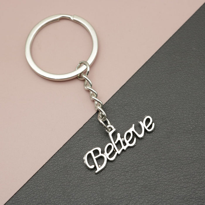 Metal Believe Letter Keychain Inspirational Gift Key Ring