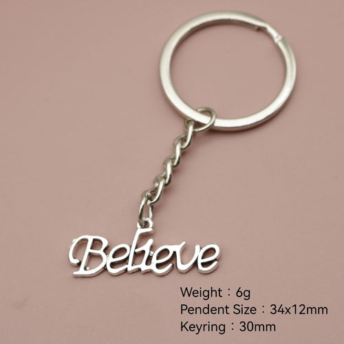 Metal Believe Letter Keychain Inspirational Gift Key Ring