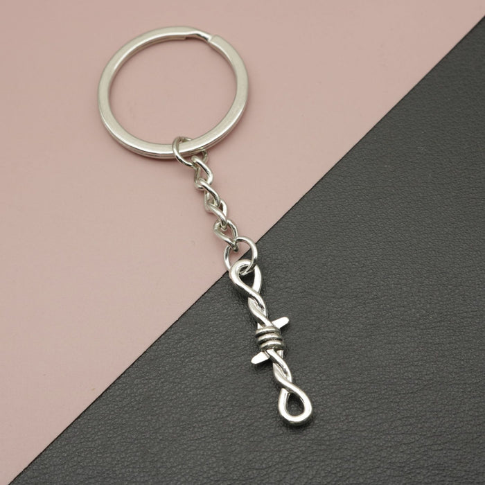 Metal Double Pendant Thorn Keychain Bag Charm