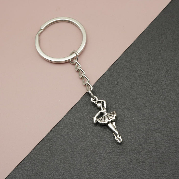 Metal Ballet Girl Keychain Bag Charm Gift