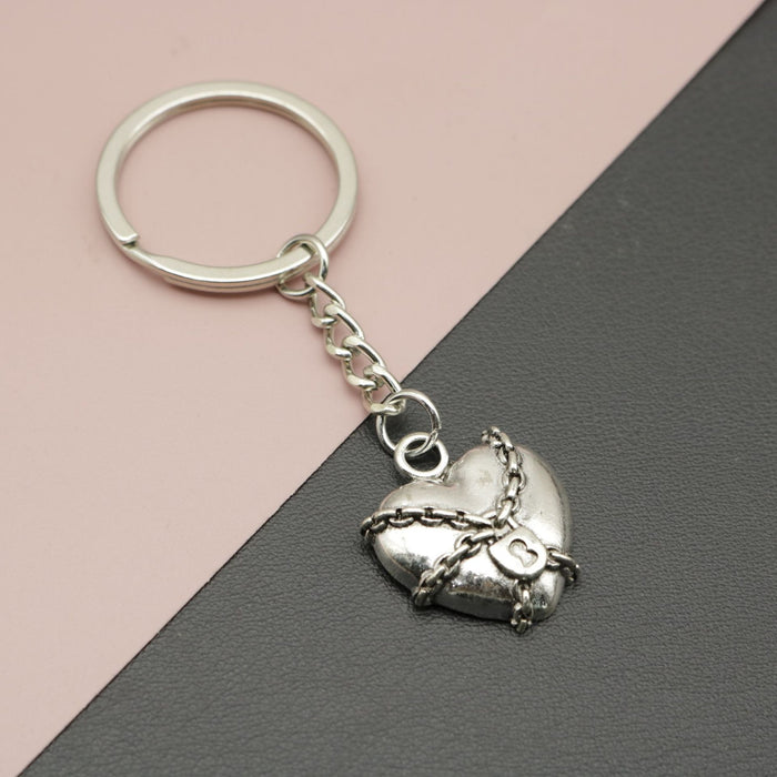 Metal Gothic Chain Heart Keychain For Bag Charm Gift