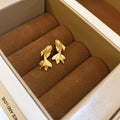 Real Gold Plated Copper Koi Fish Stud Earrings With Silver Pins, New Chinese Style Women's Jewelry view 2