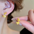 Real Gold Plated Copper Koi Fish Stud Earrings With Silver Pins, New Chinese Style Women's Jewelry view 1
