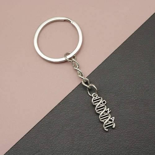 Zinc Alloy DNA Helix Keychain Science Gift Key Ring