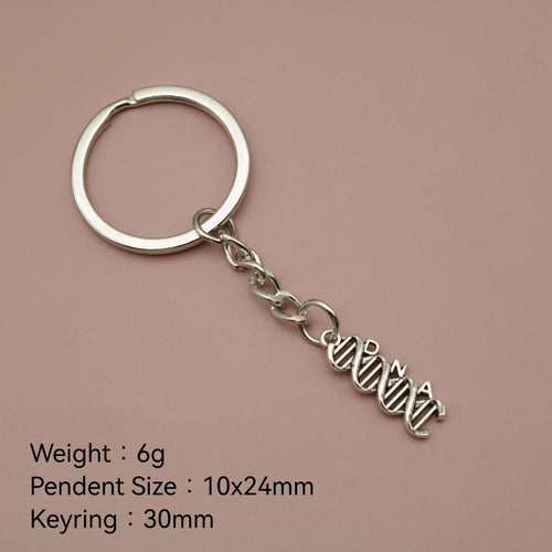 Zinc Alloy DNA Helix Keychain Science Gift Key Ring