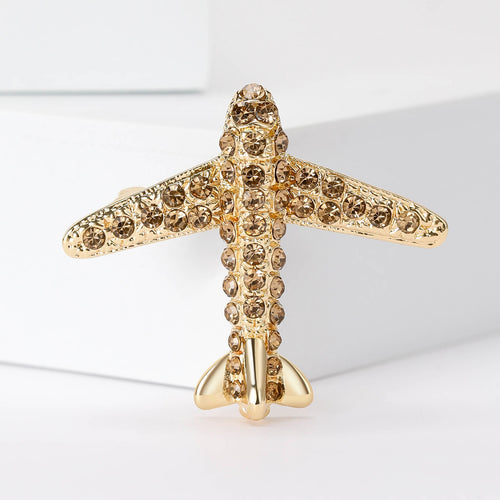 Alloy Rhinestone Airplane Brooch For Dresses Suits And Formal Wear