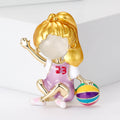 Alloy Basketball Girl Brooch Pin For Dresses And Blazers view 1