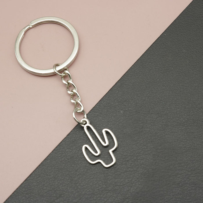Zinc Alloy Hollow Cactus Keychain For Bag Charm Gift