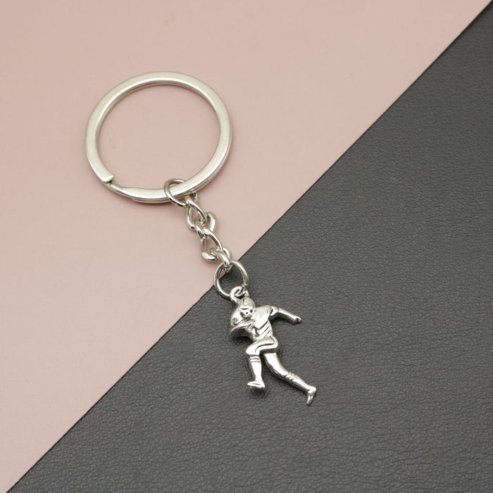 Zinc Alloy Rugby Player Keychain For Sports Gift