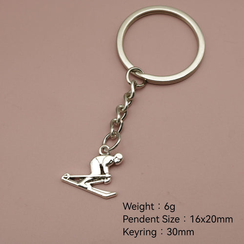 Zinc Alloy Simple Skiing Keychain Bag Charm Car Gift