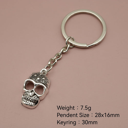 Zinc Alloy Simple Skull Keychain Bag Charm Gift Key Ring