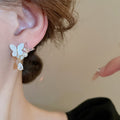 Copper Butterfly Pearl Teardrop Zircon Stud Earrings Sweet Light Luxury Fashion Jewelry view 3
