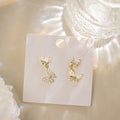 Elegant Enamel Butterfly Drop Studs With Rhinestone Inlay, Alloy Silver Needle Luxury Women's Earrings view 3