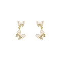 Elegant Enamel Butterfly Drop Studs With Rhinestone Inlay, Alloy Silver Needle Luxury Women's Earrings view 5