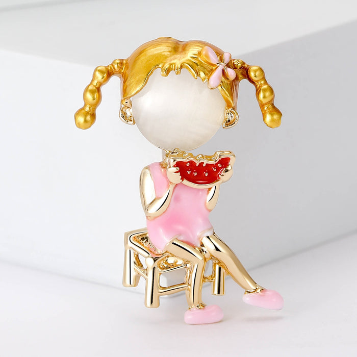 Fashion Alloy Girl Brooch Pin For Dress And Suit Decoration