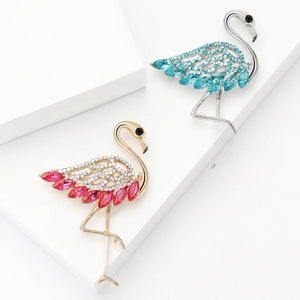 Rhinestone Flamingo Brooch Pin For Women's Dresses And Blazers