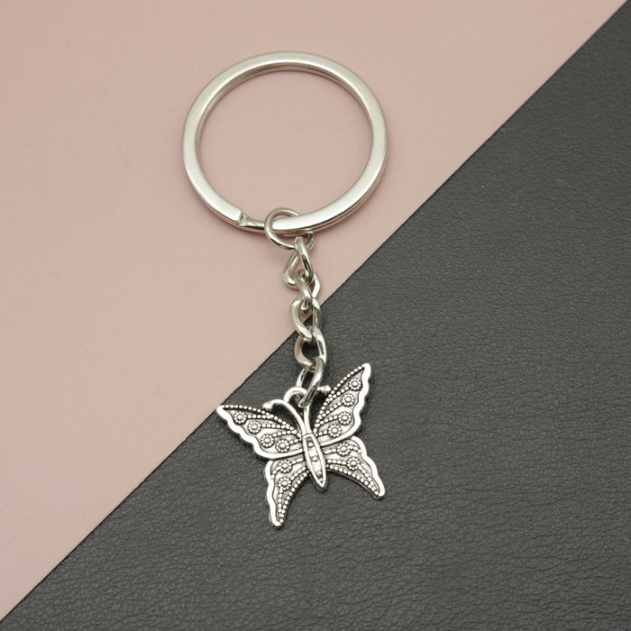 Metal Butterfly Keychain Bag Charm Gift – Silver