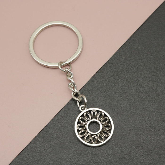 Metal Hollow Round Circle Keychain Bag Charm Gift