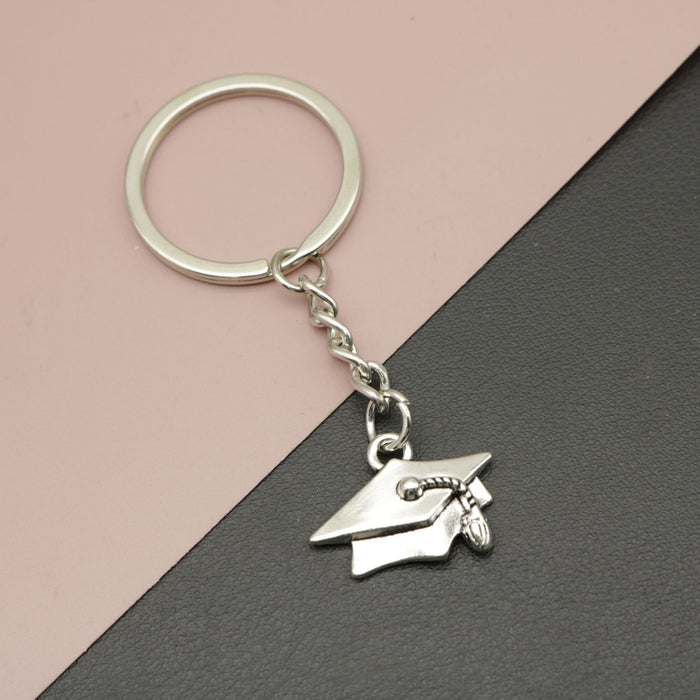 Metal Graduation Cap Keychain Bag Charm Gift Accessory
