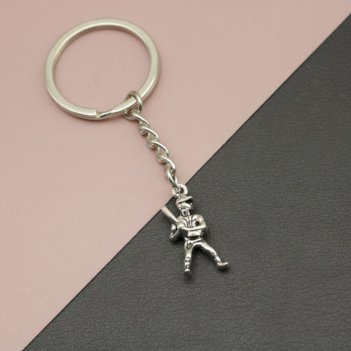 Metal Baseball Player Keychain Bag Charm