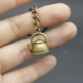 Zinc Alloy Simple Kettle Keychain Bag Charm Gift view 4