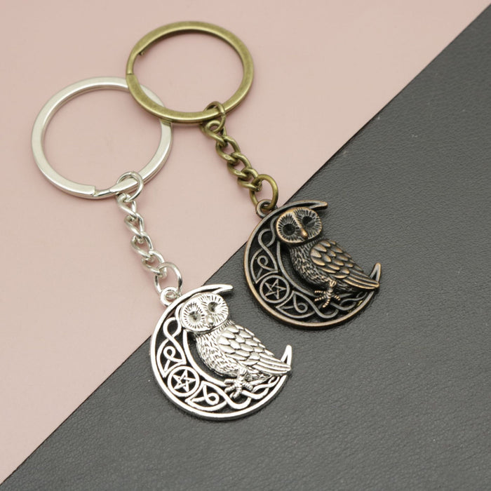 Metal Viking Owl Keychain Bag Charm Gift