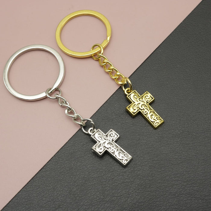 Zinc Alloy Minimal Cross Keychain Bag Charm Fashion Accessory