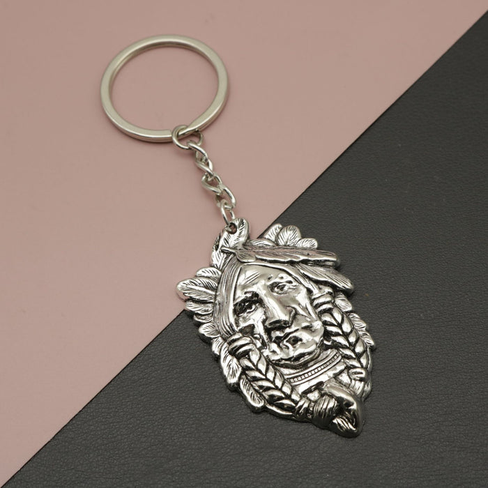 Metal Indian Chief Keychain Bag Charm